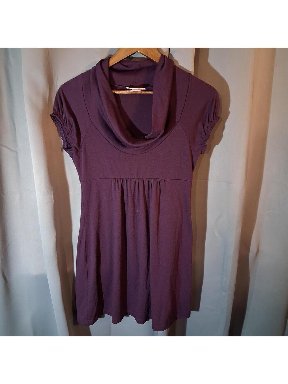 Purple Short Sleeve Cowl Neck Shirt